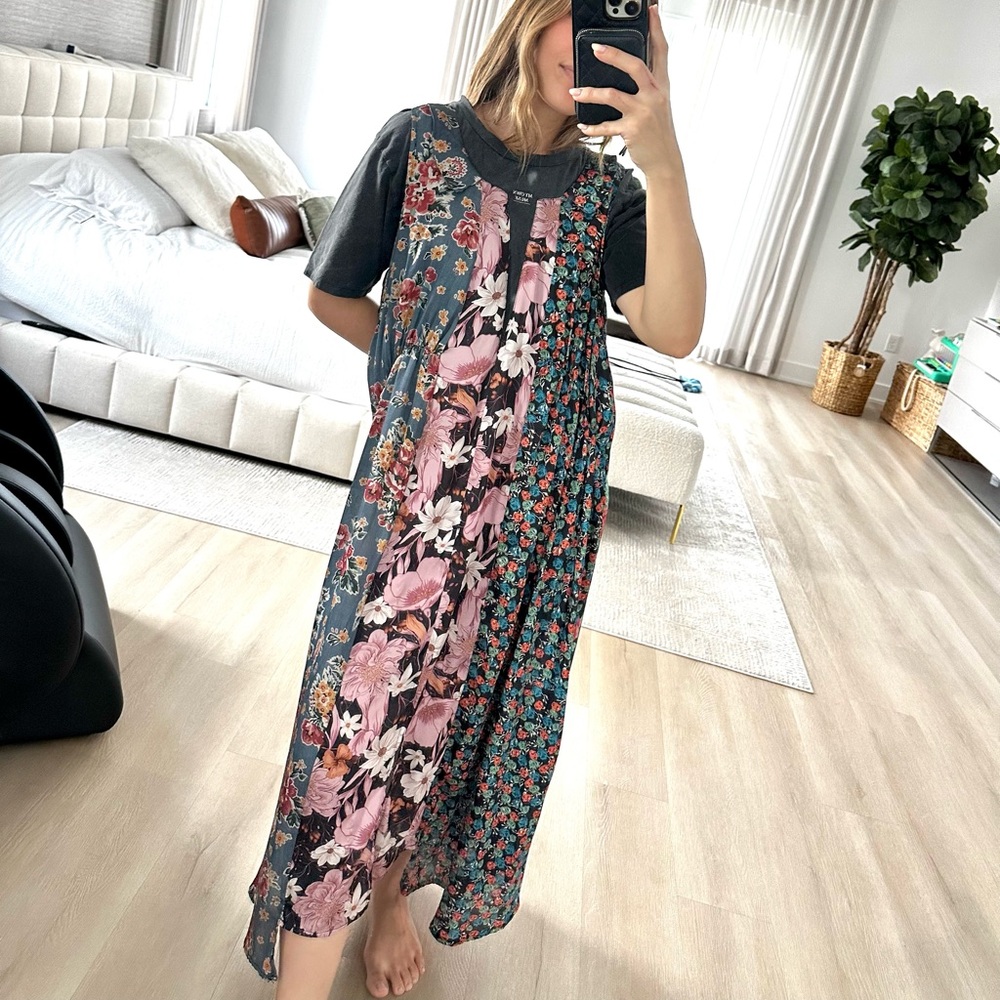 Floral Scarf Patchwork Dress